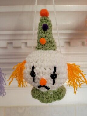 Halloween Clown Hangar Dangler Vintage Look Decoration Ornament White Green
